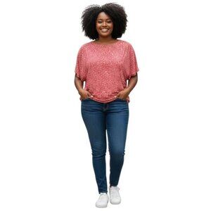 Skinnygirl Hannah Short Sleeve Animal Print Rose Draped Faux Wrap‎ Top. NWOT.